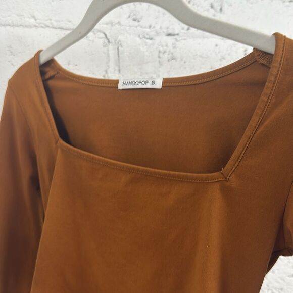Bronze Long Sleeve Asymmetrical Body Suit - Button Snap Botton - NWOT - Small - Picture 2 of 4